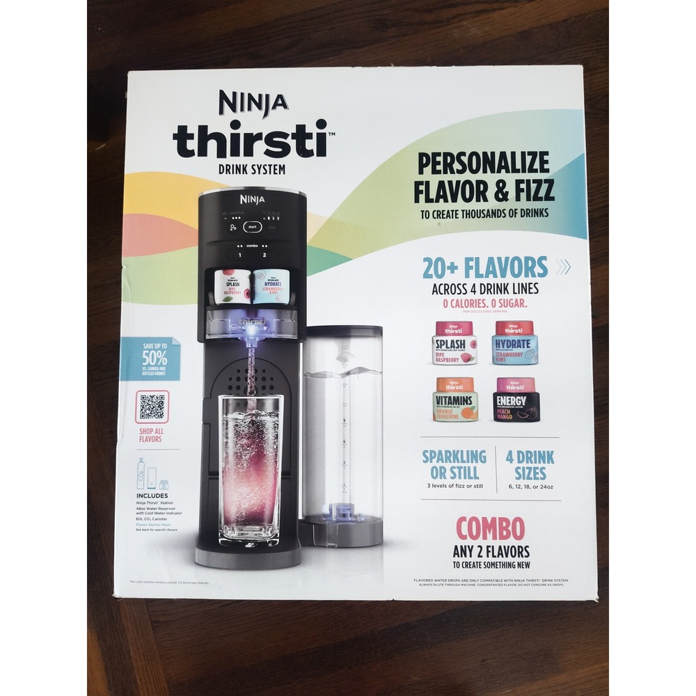 Ninja Thirsti Drink System Soda Maker Sparkling Water Carbonator WC1001 Black